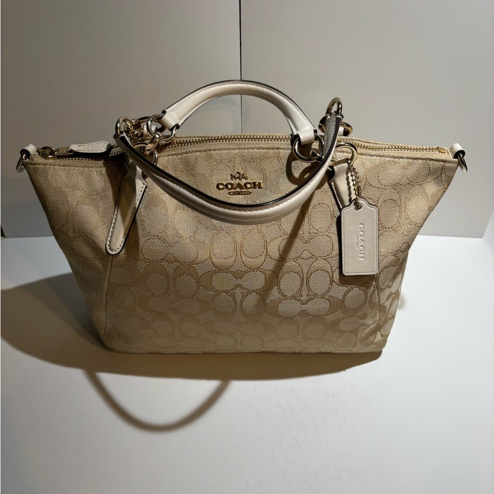 Coach Signature Canvas Satchel Crossbody Light Khaki Chalk - Picture 5 of 14